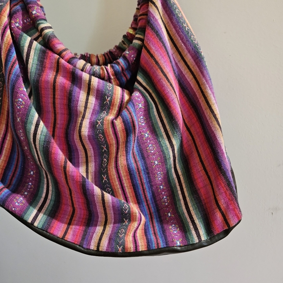 Cotton hippie shoulder bag with sequences - Picture 6 of 8